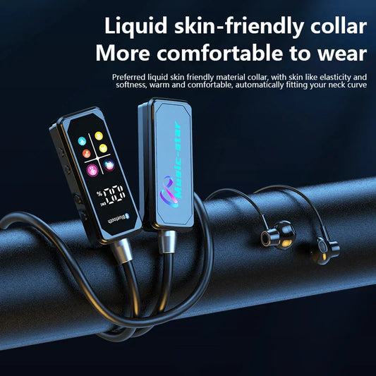 Bluetooth 5.4 Earphones With HD Screen Wireless Headsets Neckband Headphones HiFi Stereo Noise Reduction Earbuds For Live 2025