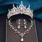 Baroque Wedding Crown for Bride 3-Pack Tiara Earrings Necklace Bridal