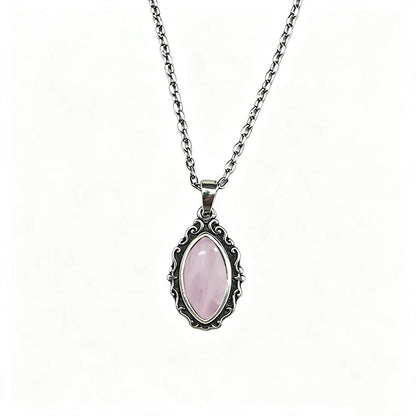 Vintage 925 Sterling Silver Necklaces with Natural Moonstone 12*6MM Simple Pendant Necklaces Party Fine Jewelry For Women Men