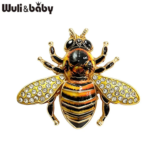 Wuli&baby Cute Rhinestone Bee Brooches For Women Unisex 5-color Beautiful Insects Party Office Brooch Pins Gifts