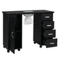 Manicure Nail Table, White Salon Desk with Dust Collector, 4 Drawers | Side Cabinet, Removable Drawers, Rolling, Customized