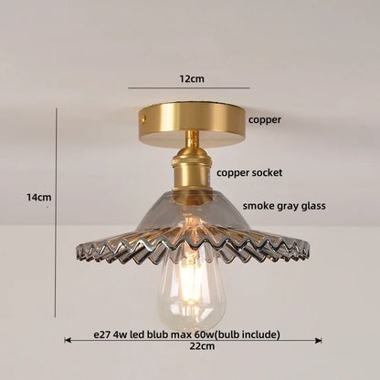 DecorBites™ Green Flower Glass Copper Ceiling Light - Nordic Modern LED, Living Room Bedroom Hallway Fixtures