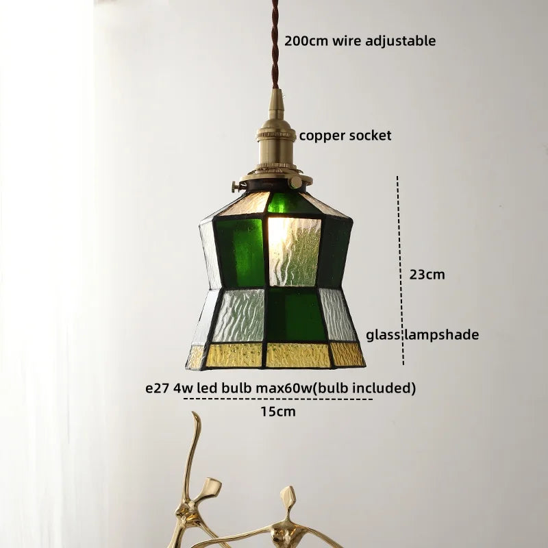 DecorBites™ Green Glass LED Pendant Lights Modern Hanging Lamp Home Decor