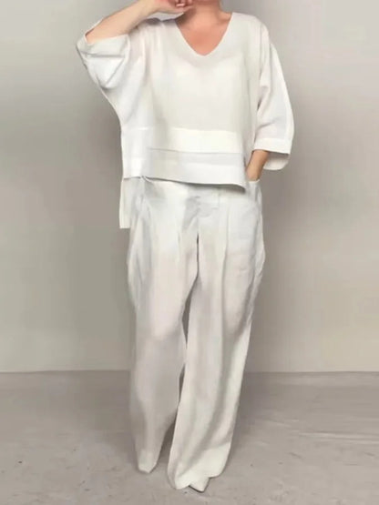 Casual Loose Irregular Cotton Linen Women's Top Set Spring Summer New