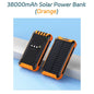 Solar Power Bank 38000mAh, Portable Solar External Battery Pack Built-in 4 Cable, 22.5W Portable Charger for Camping and Outdoor