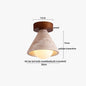 DecorBites™ Japan Style LED Ceiling Light Yellow Travertine Stone Wood Base Bedroom Luminaire.