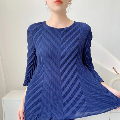 Spring New Women Handmade Pleated Pants Set Comfortable Casual Seven