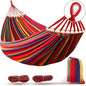 Canvas Hammock Anti-Roll Double Camping with Curved Wooden Poles