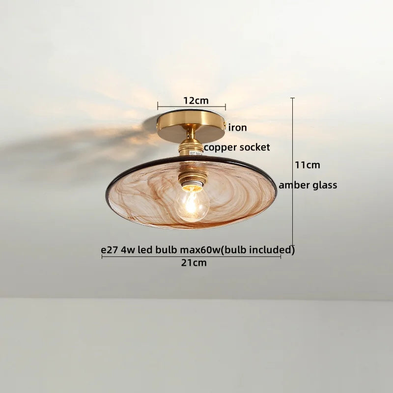 DecorBites™ Green Glass LED Ceiling Lamp for Home Living Room and Hallway Lighting