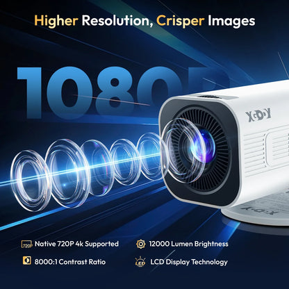 XGODY 260 ANSI 4K Projector Mini Projector Smart Android Keystone Correction Beamer Projectors BT5.0 WIFI6 Home Cinema Portable