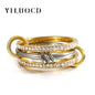 New Stainless Steel Cubic Zirconia Stackable Rings for Women 18k GoldPlating Multi-Link Connected Statement Ring Stack Jewelry