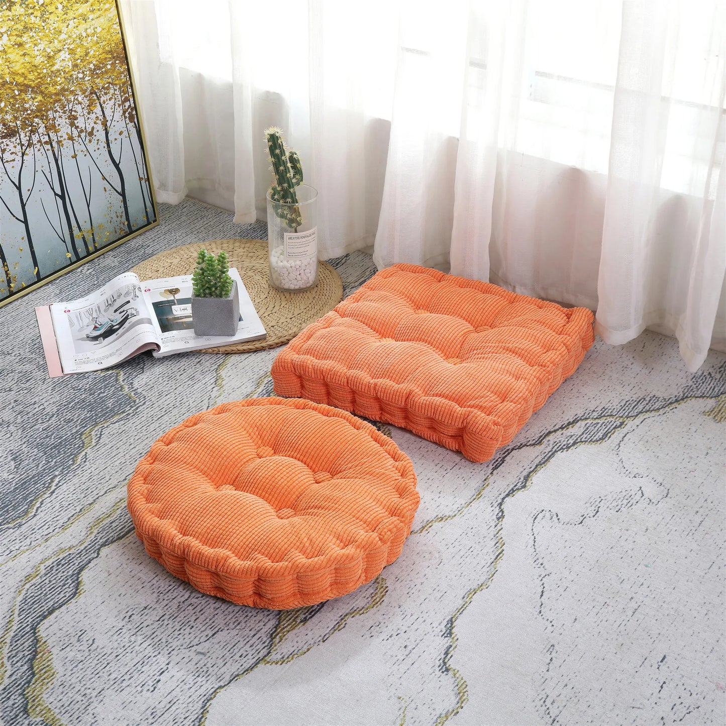 DecorBites™ Japanese Tatami Mat Seat Cushion Floor Pillow for Meditation Poufs
