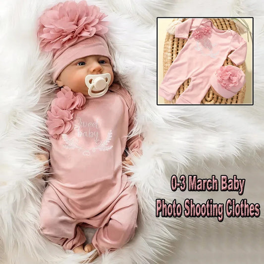 2pcs Newborn Rompers Spring Autumn Baby Girl Clothes Floral Cotton Blend Jumpsuit Overall + Hat Suit for 0-6 months