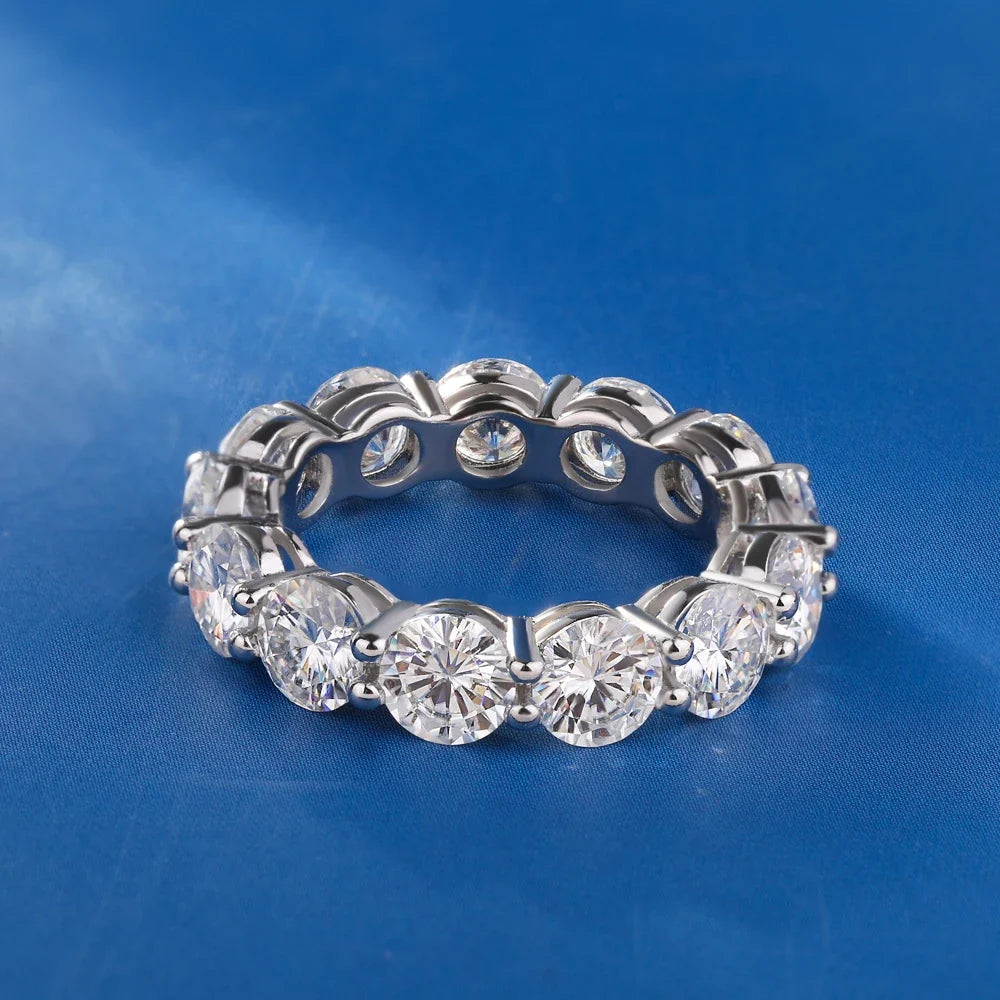 5mm D Color Moissanite Row Ring 925 Sterling Silver Diamond Wedding