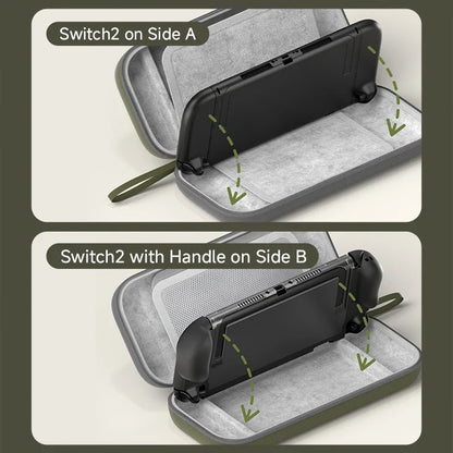 Hagibis Carrying Case for Switch 2 Hard Shell Portable Travel Pouch Dual-sided Bag for NS2 Accessories with 10 Game Cartridges