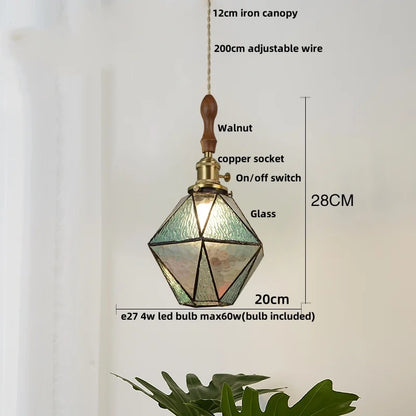 DecorBites™ Glass LED Pendant Lamp: Handmade Japanese Style Adjustable Hanging Light Fixtures