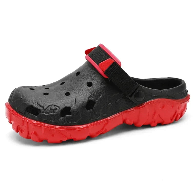 Sandals for Men Black Red Breathable Home Slippers Outdoor Fashion