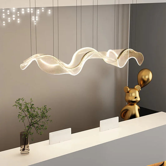 DecorBites™ LED Acrylic Chandelier Dining Room Light Fixtures Adjustable Kitchen Hanging Lamp