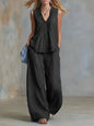 Women's Pullover Blouse And Pants Two-piece Set Women's V-Neck Vest Top Summer Suit Elastic Waist Trousers Lady Sets Outfit 2026