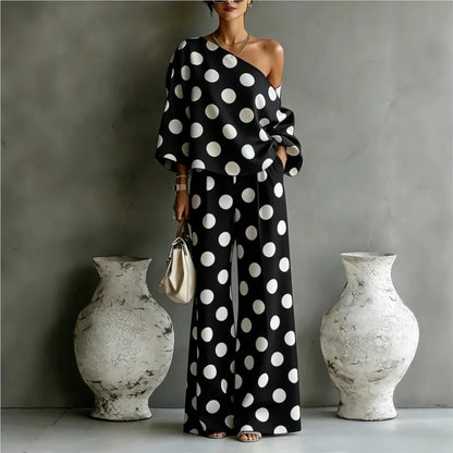 Bohemian Fashion Polka Dot Print Two-Piece Set Woman's Foreign Style