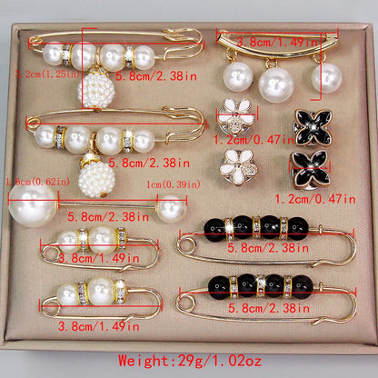 Ainameisi 12pcs Fashion Pearl Brooch Waist Cinching Adjustable Skirt