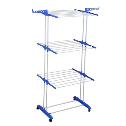 Foldable Plastic Clothes Drying Rack Laundry 4-Tier, Moveable Clothes Horse