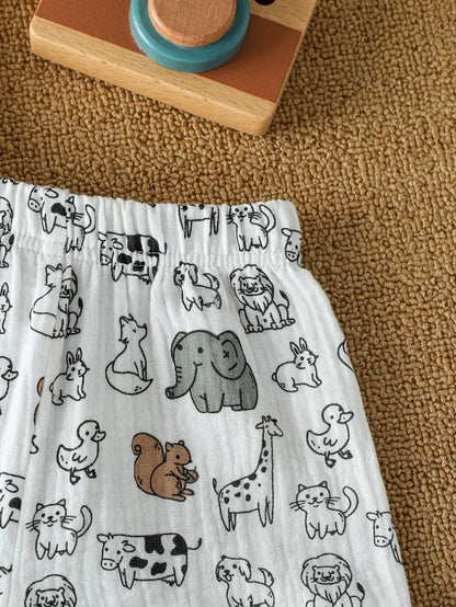 New Summer Dinosaur Cartoon Printed Short-Sleeved T-Shirt and Shorts