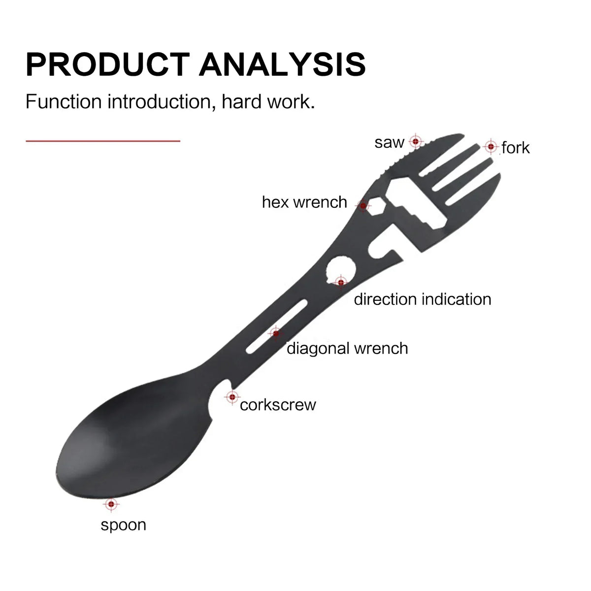 Camping Cutlery Set, 5-in-1 Outdoor Survival Gear, Travel Hiking