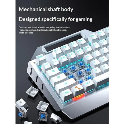Eweadn Tk900 Wireless Gaming Mechanical Keyboard Mouse Headset Combo Blue Switch Metal Panel N Key Rollover For Desktop Pc