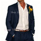 Beige Linen Men Suits 2 Pieces Beach Wedding American Style Jacket