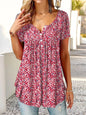 Plus-size spring-summer short-sleeved T-shirt with randomly printed buttons