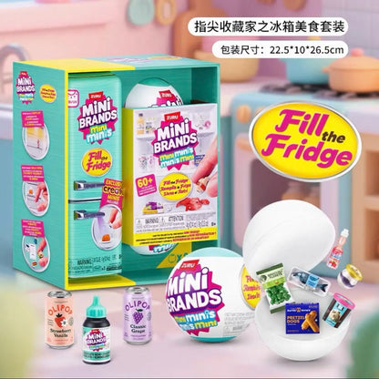 Zuru Mini Brands Mini Minis Fill The Fridge Simulation Refrigerator Toy Blind Box Set Surprise Ball Pretend Play Micro Miniature