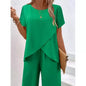 2 Pieces Women Sets Summer Short-Sleeved Irregular Round-Neck Loose