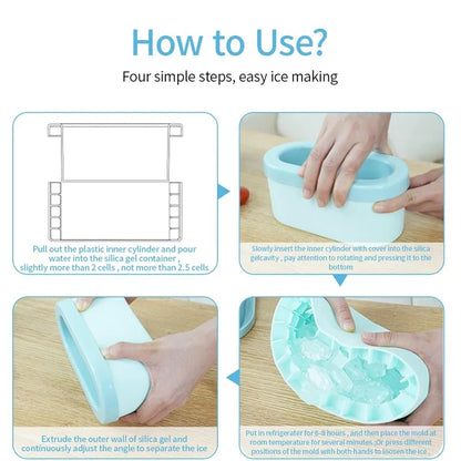 New Silicone Ice Bucket Portable Ice Cube Mold Round Wine Ice Cooler Refrigerator Freeze Ice Maker Creative Ice Cube Mold Tools