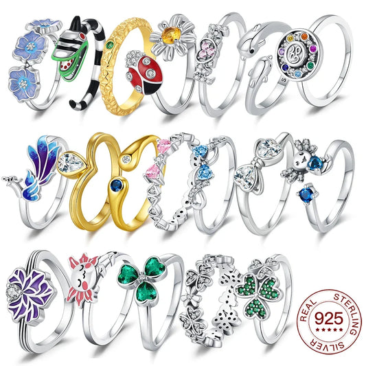 925 Sterling Silver Ring Ladybug Fashion Ring MOM Butterfly Ring