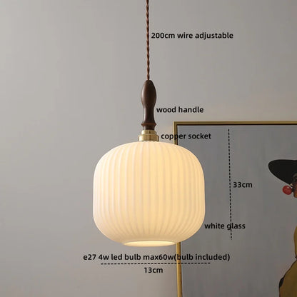 DecorBites™ Green Glass LED Pendant Lamp with Knob Switch, Copper Chandelier