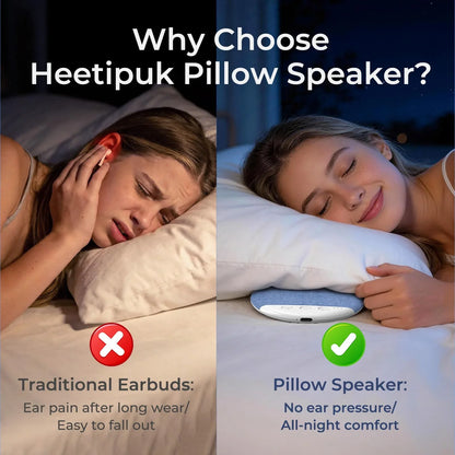 Bluetooth Pillow Speaker Wireless Sleep Music Player Under Pillow White Noise Machine 9D Stereo Timer Auto-Off for Insomnia ﻿