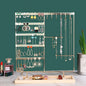 Metal Jewelry Organizer Stand with Wooden Tray - Multi-Functional Storage for Earrings, Necklaces, Bracelets & Rings