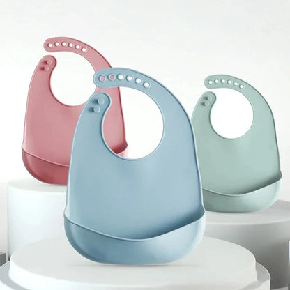 1-3pcs Baby Bib Adjustable Waterproof Bibs Babies Soft Edible Silicone Newborn Saliva Dripping Towel Drooling Scarf BPA Free