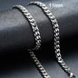 3-11mm Classic Cuban Chain Necklace for, Silver Black Gold Grey Color