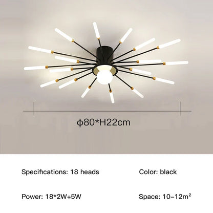 DecorBites™ LED Fireworks Chandelier: Modern Ceiling Lamp for Home Decor, Black Kitchen Lighting Fixtures