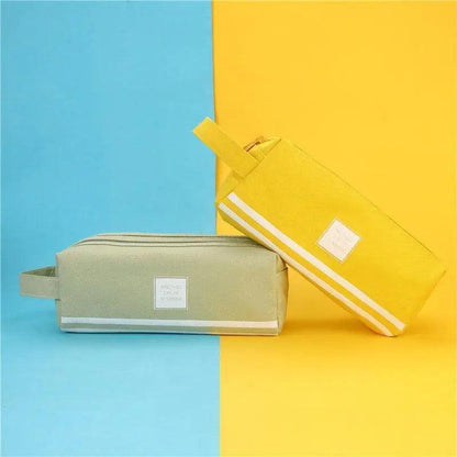 Classic Colorful Large Capacity Pencil Cases For Students Cool Design Double Zipper Pencil Pouch Pen Bag For School