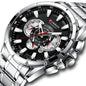 CURREN Men's Multifunctional Chronograph Calendar Quartz Waterproof Full Steel Watch