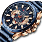 CURREN Men's Multifunctional Chronograph Calendar Quartz Waterproof Full Steel Watch