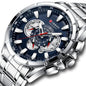 CURREN Men's Multifunctional Chronograph Calendar Quartz Waterproof Full Steel Watch