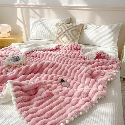 DecorBites™ Luxe Faux Rabbit & Lamb's Wool Weighted Blanket for Cozy Autumn Winter Warmth