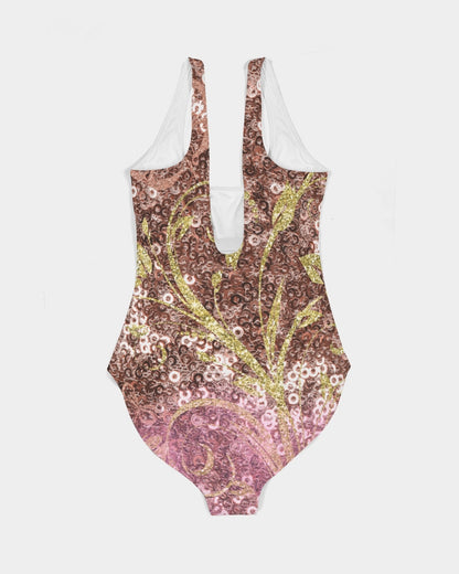 BEAUTIFUL PURPLE GITTER DESIGN CREATED BY FLIPSTYLEZ Women's All-Over Print One-Piece Swimsuit